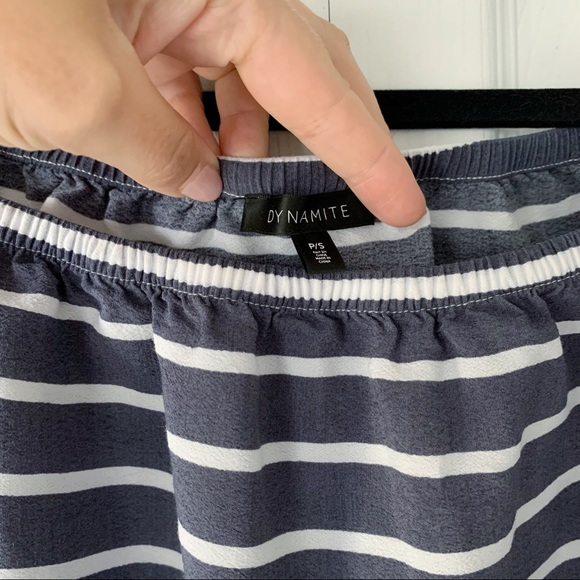 Dynamite off-the-shoulder grey and white stripped top - Picture 2 of 5